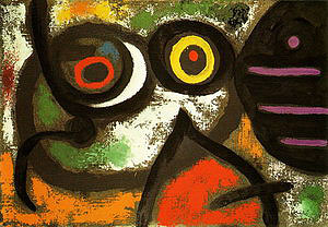 Woman and Birds 3-1-1966 - Joan Miro reproduction oil painting