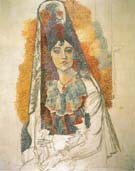 Woman in a Mantilla (La Salchichona) 1917 - Pablo Picasso reproduction oil painting