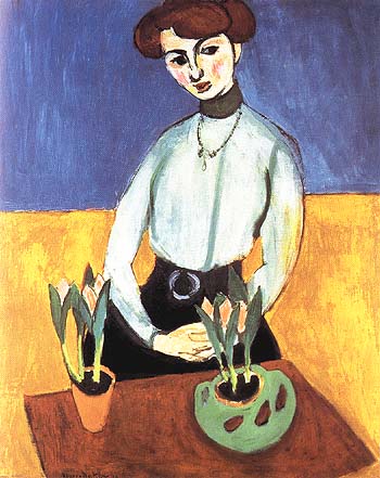 Girl with Tulips (Jeanne Vaderin) 1910 - Henri Matisse reproduction oil painting