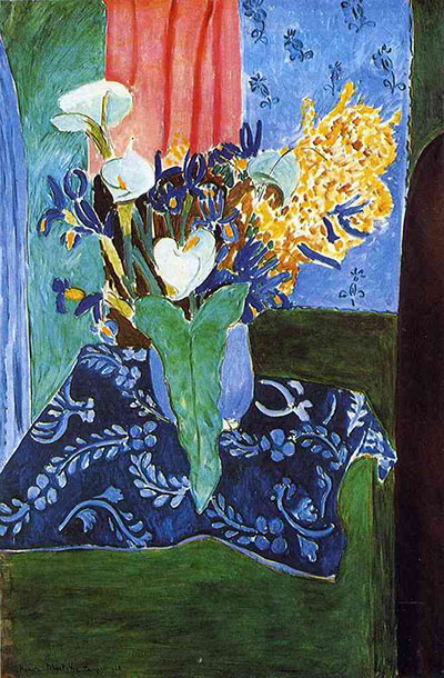 Calla Lilies, Irises, and Mimosas 1913 - Henri Matisse reproduction oil painting