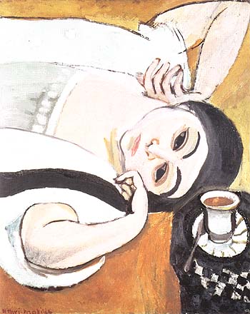 Reclining Laurette with a Cup of Coffee 1917 - Henri Matisse reproduction oil painting