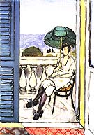 Woman with a Green Parasol on a Balcony 1918 - Henri Matisse reproduction oil painting