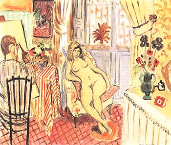 The Painter and His Model Studio Interior 1920 - Henri Matisse reproduction oil painting