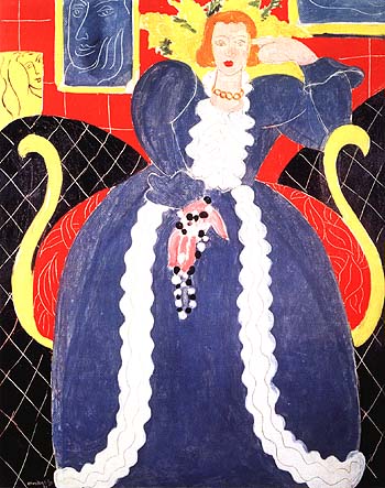 Woman in Bule / The Large Blue Robe and Mimosas 1937 - Henri Matisse reproduction oil painting