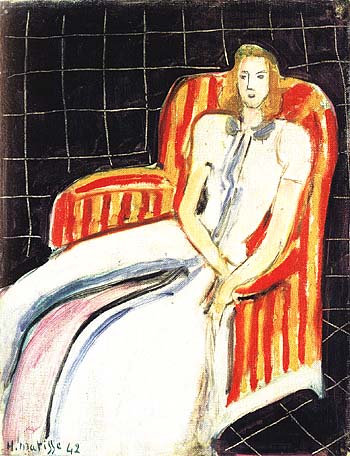 Simone in a Striped Armchair 1942 - Henri Matisse reproduction oil painting