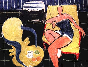 Dancer and Rocaille Armchair on a Black Background 1942 - Henri Matisse reproduction oil painting