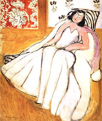 Young Woman with White Fur Coat 1944 - Henri Matisse reproduction oil painting