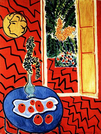Red Interior Still Life on a Blue Table 1948 - Henri Matisse reproduction oil painting