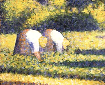 Farm Woman at Work (Paysannes au travail) - Georges Seurat reproduction oil painting