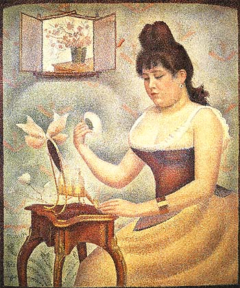 Young Woman Powdering Herself 1888 - Georges Seurat reproduction oil painting