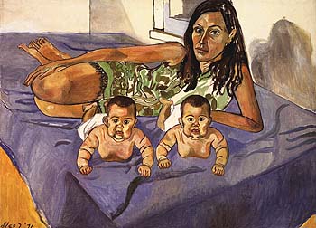 Nancy and Twins, Five Months 1971 - bill bloggs reproduction oil painting