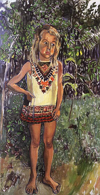 Olivia in an African Dress 1972 - bill bloggs reproduction oil painting