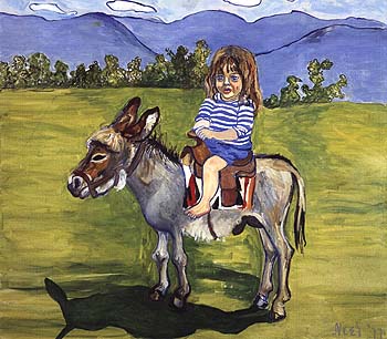 Elizabeth on the Donkey 1977 - bill bloggs reproduction oil painting