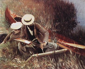 Paul Helleu Painting with His Wife 1889 - John Singer Sargent reproduction oil painting