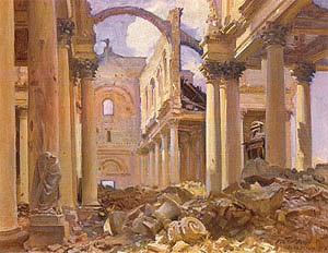 Ruined Cathedral Arras 1918 - John Singer Sargent reproduction oil painting