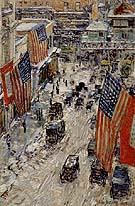 Flags on Fifty seventh Street The winter of 1918 - Childe Hassam