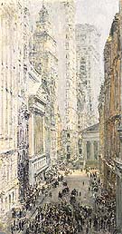 Lower Manhattan View Down Broad Street - Childe Hassam reproduction oil painting