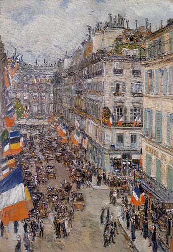 July Fourteenth Rue Daunou 1910 - Childe Hassam reproduction oil painting