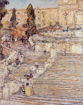 The Spanish Stairs Rome 1897 - Childe Hassam reproduction oil painting