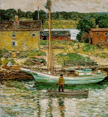 Oyster Sloop Cos Cob 1902 - Childe Hassam reproduction oil painting
