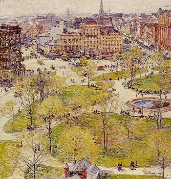 Union Square in Spring 1896 - Childe Hassam reproduction oil painting