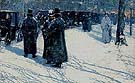 Cab Stand at Night Madison Square 1891 - Childe Hassam reproduction oil painting