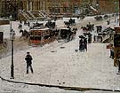 Fifth Avenue in Winter 1890 - Childe Hassam reproduction oil painting