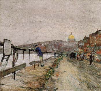 Charles River and Beacon Hill 1892 - Childe Hassam reproduction oil painting
