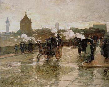 Clearing Sunset Corner of Berkeley Street and Columbus Avenue 1890 - Childe Hassam reproduction oil painting