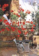 Geraniums 1888 - Childe Hassam reproduction oil painting