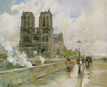 Notre Dame Cathedral Paris 1888 - Childe Hassam reproduction oil painting