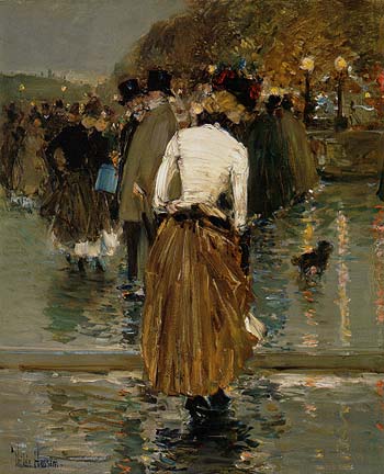 Promenade at Sunset Paris 1888 - Childe Hassam reproduction oil painting