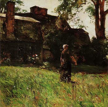 The Old Fairbanks House Dedham Massachusetts 1884 - Childe Hassam reproduction oil painting