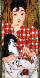 Checked Blouse; Portrait of Mme Claude Terrasse, the Artist's Sister 1892 - Pierre Bonnard