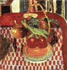 Basket and Plate of Fruit on a Red-checkered Tablecloth 1938 - Pierre Bonnard