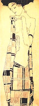 Standing Girl in Plaid Garment 1908/09 - Egon Scheile