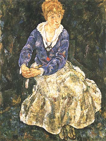 Portrait of the Artist's Wife, Seated 1918 - Egon Scheile reproduction oil painting