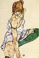 Blonde Girl in Green Stockings, 1914 - Egon Scheile reproduction oil painting