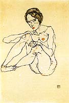 Nude Woman 1914 - Egon Scheile reproduction oil painting