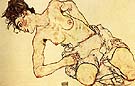 Kneeling Female Seme-Nude, 1917 - Egon Scheile reproduction oil painting