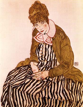 Edith Schiele, Seated, 1915 - Egon Scheile reproduction oil painting