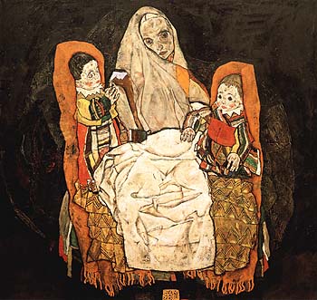 Mother with Two Children III 1917 - Egon Scheile reproduction oil painting