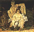 The Family (Squatting Couple) 1918 - Egon Scheile reproduction oil painting