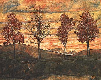 Four Trees 1917 - Egon Scheile reproduction oil painting