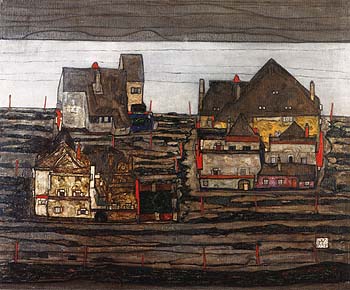 Suburb I 1914 - Egon Scheile reproduction oil painting