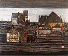 Suburb I 1914 - Egon Scheile reproduction oil painting