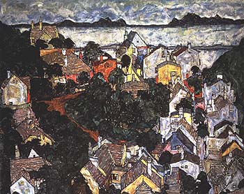 Summer Landscape 1917 - Egon Scheile reproduction oil painting