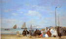 Beach Scene at Trouville 1863 - Eugene Boudin reproduction oil painting