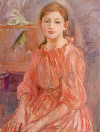 Artist's Daughter with a Parakeet - Berthe Morisot reproduction oil painting
