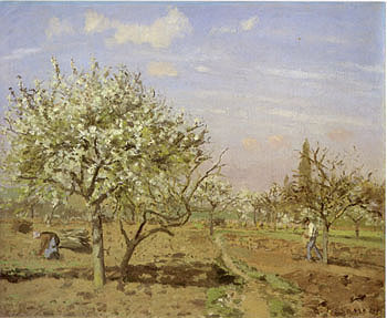 Orchard in Bloom Louveciennes - Camille Pissarro reproduction oil painting